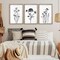 Summer Flower Plant Wall Decor 16"x11", Set of 3 Black and White Botanical Paintings, Wood Framed for Minimalist Bedroom, Office, and Rustic Living Room, Abstract Wildflower Hanging Sign (Wood White)